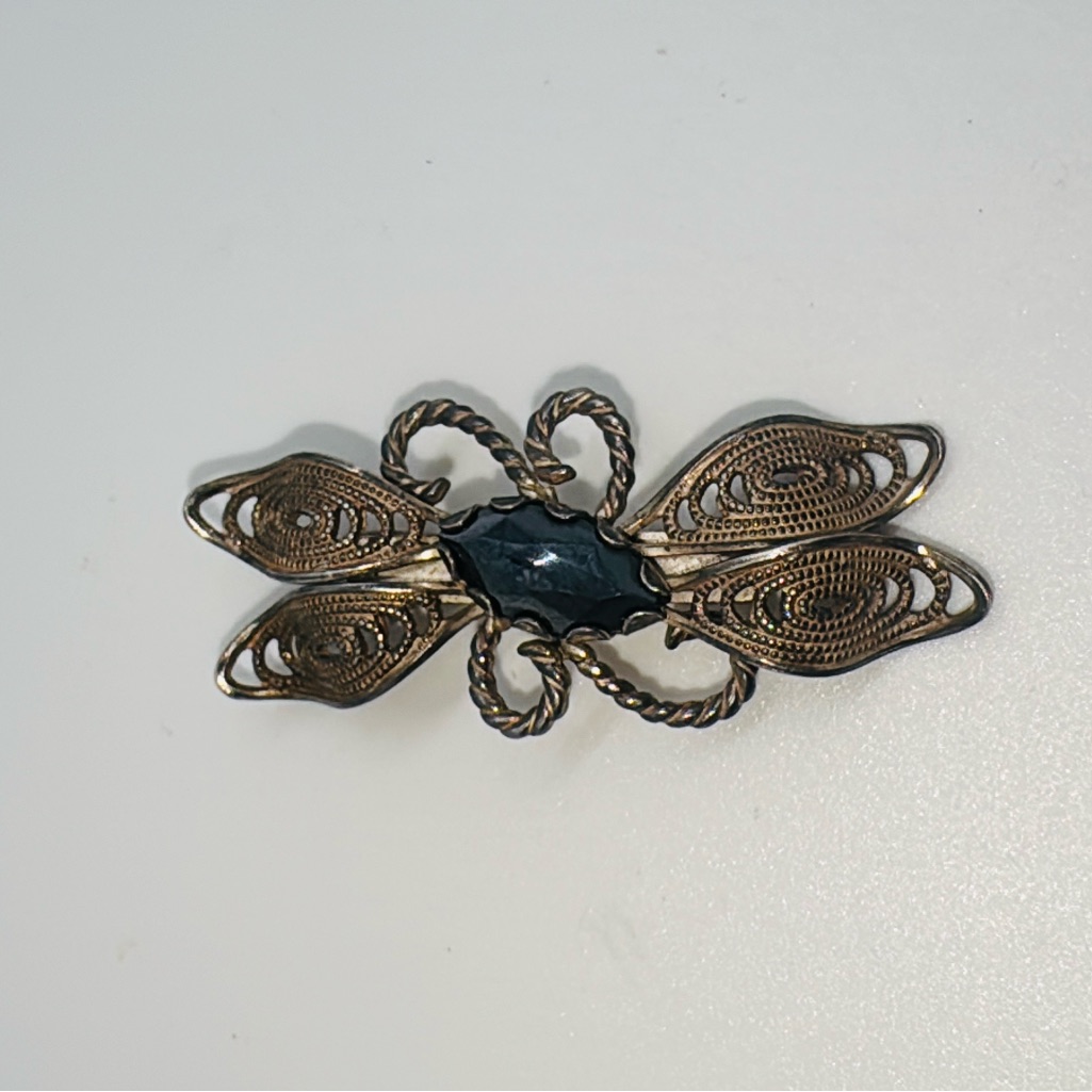 Bell Trading Post Sterling And Hematite Brooch